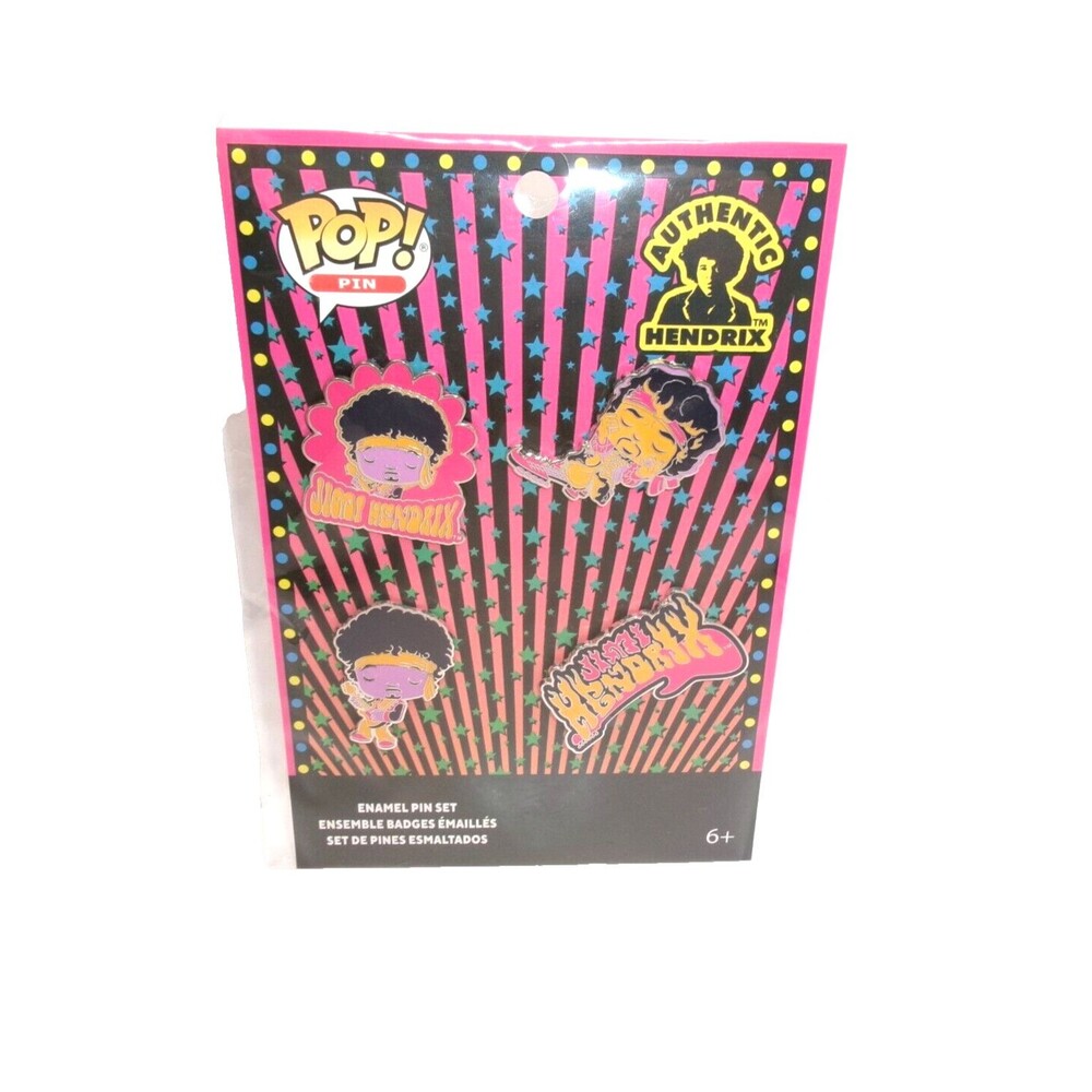 Funko Pop Jimi Hendrix 4 Pack Pin Set Enameled Metal Mod Style New in Package